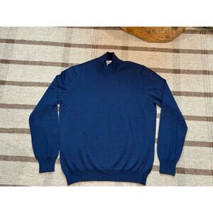Gran Sasso 1/4 Zip Wool Sweater Men’s 52 Large Dark Blue Italy